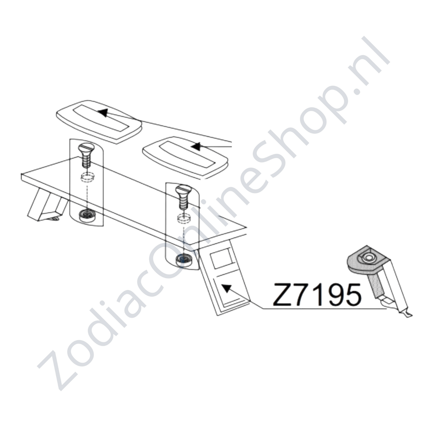 Zodiac bankbevestiging kit compleet Z60213 tekening