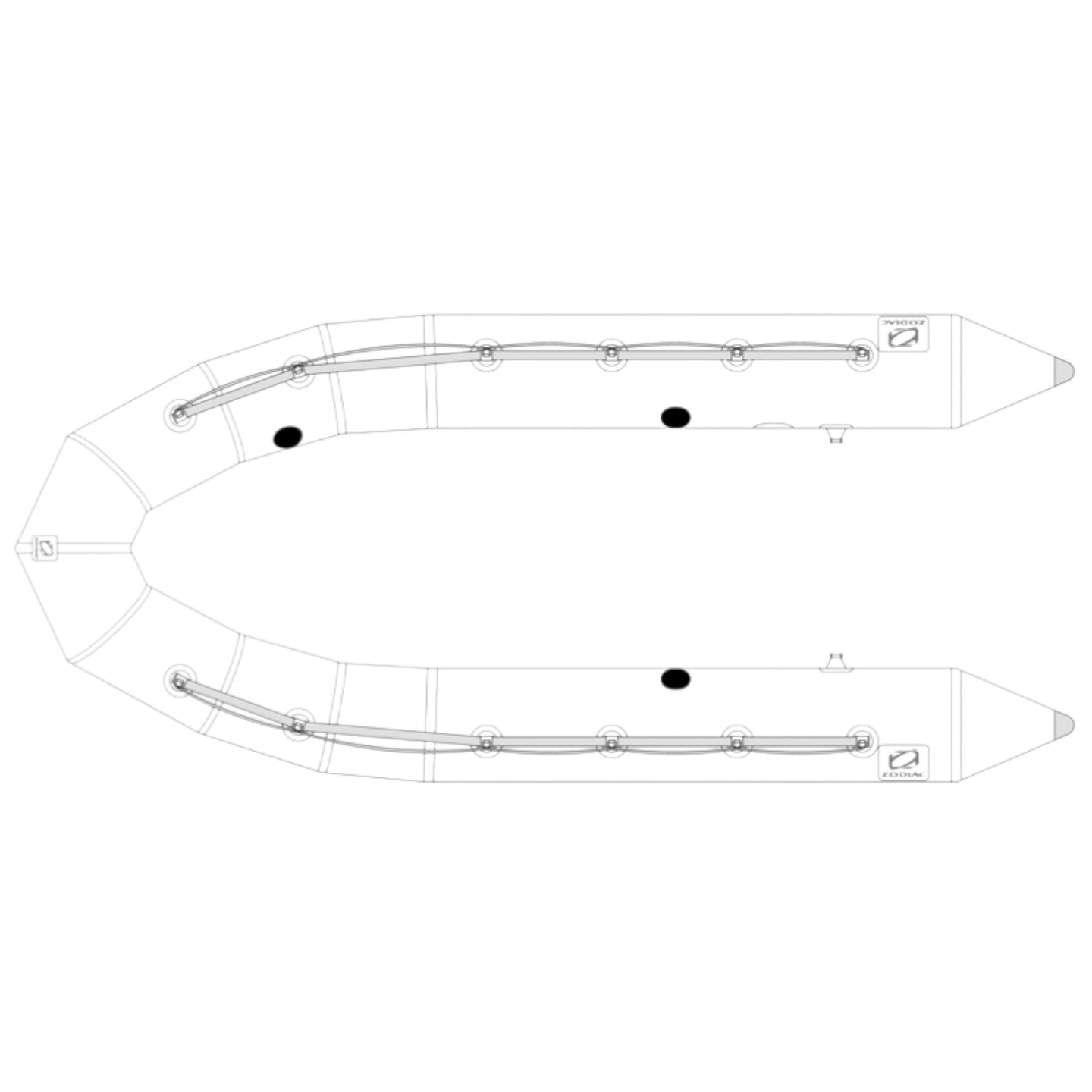 Tube voor Zodiac Yachtline 420 DL in wit PVC met puntige achterkanten