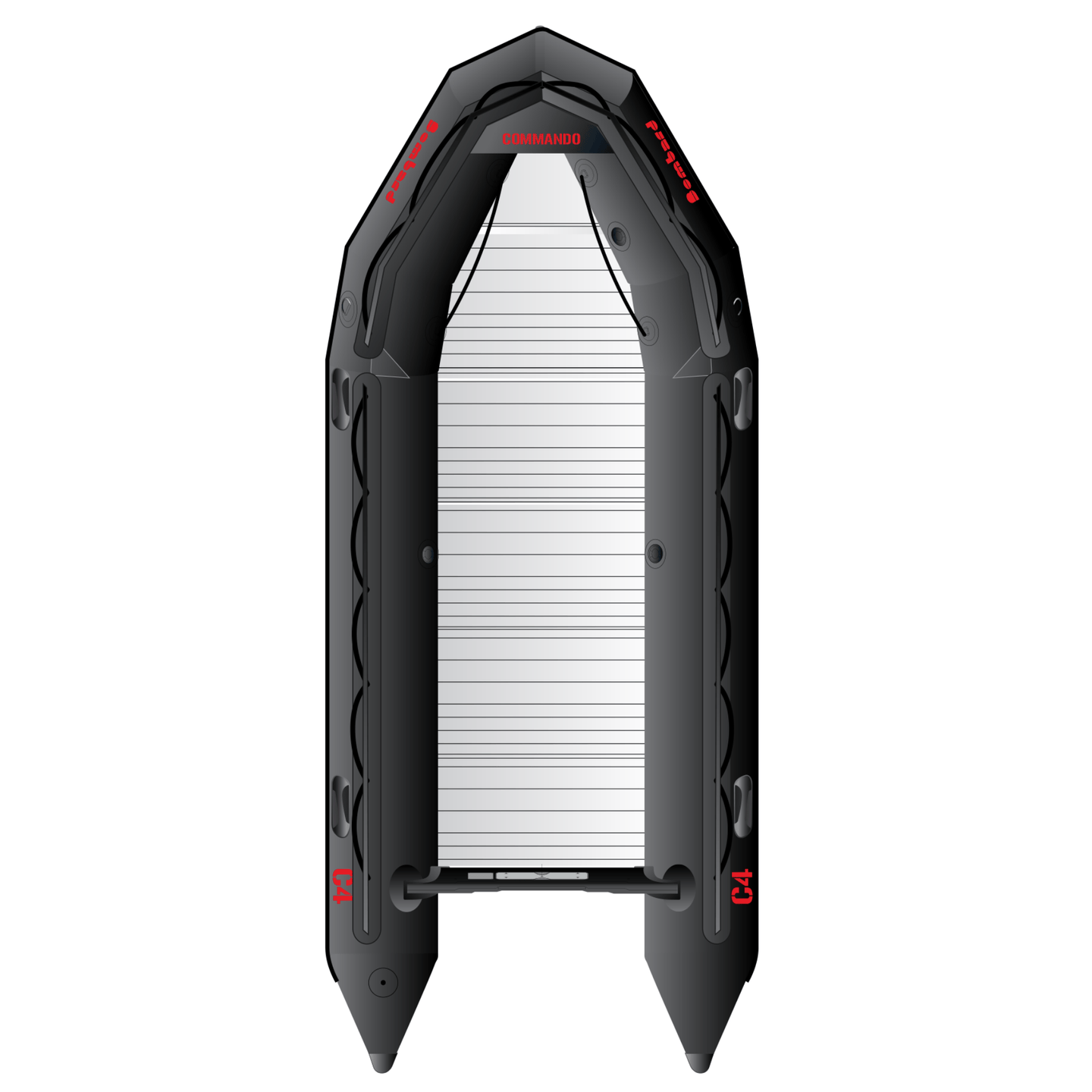 Bombard Commando C4 - rubberboot met aluminium vlonderdelen deelbare houten kiel